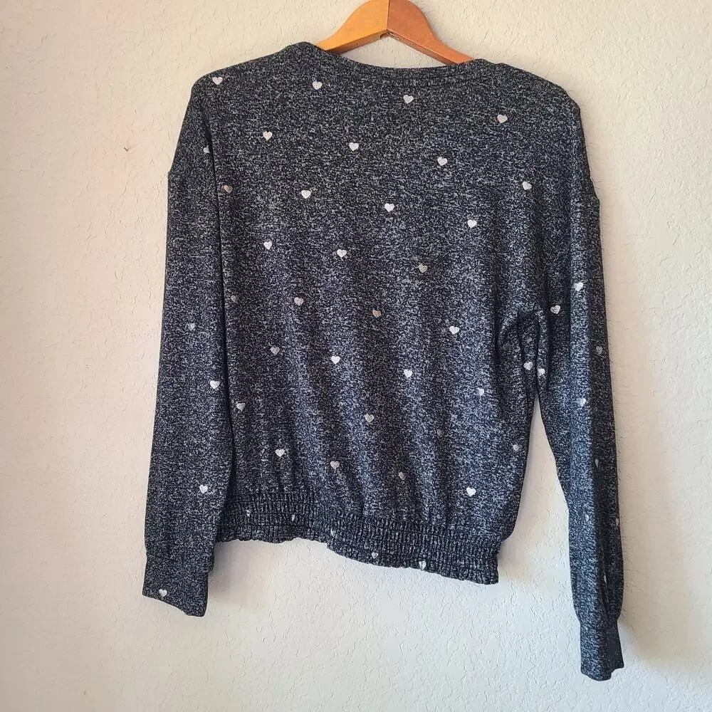 Gap‎ Kids Girls XL Black Silver Hearts Pullover Sweater Top New